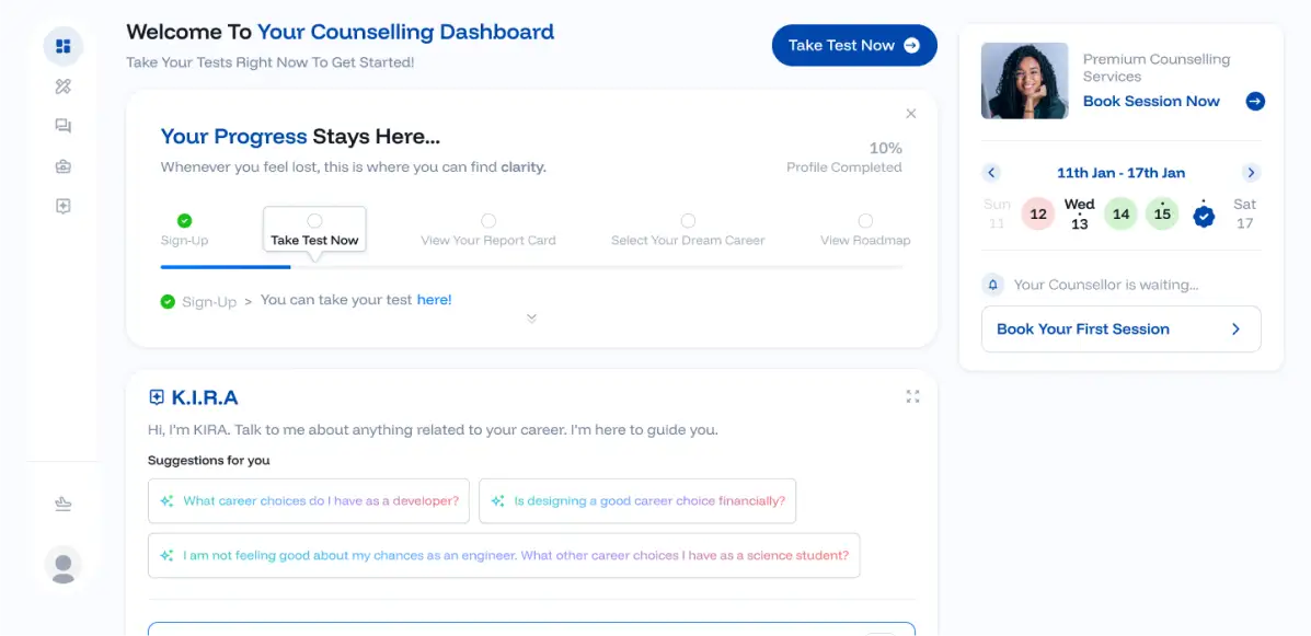 Screenshot of the psychometric test showing marketplace and verification options.